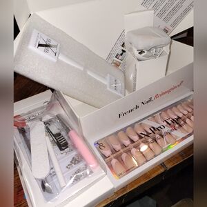 SXC Cosmetics French Tip Nails kit with everything you need and even a led light